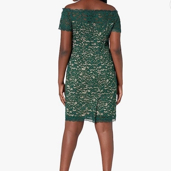 NWT Adrianna Papell Aubrey lace off shoulder hunter green dress sz 20W - Picture 2 of 7